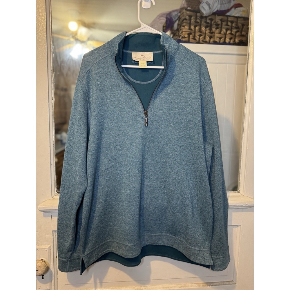 Tommy Bahama Men's Flipsider Reversible Half-Zip Sweater Blue/Grey Size Medium